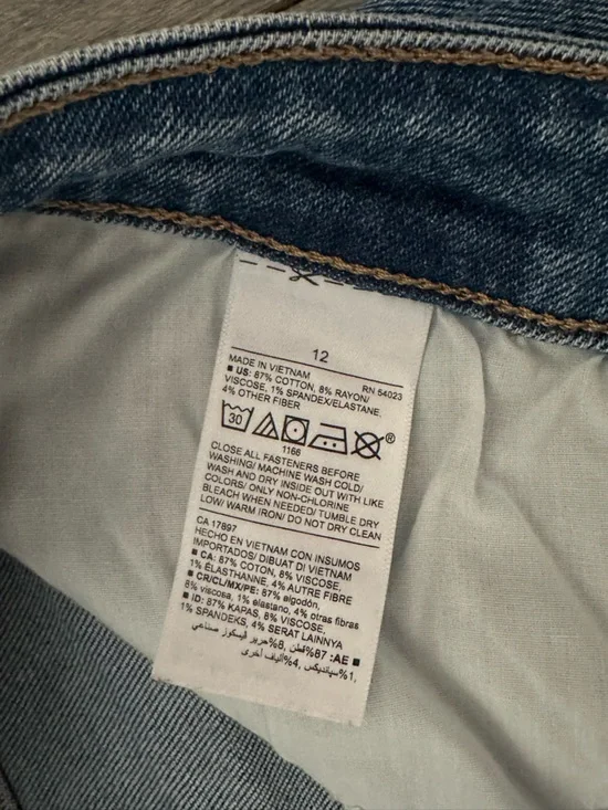 Women's High Rise Skinny Distressed Denim Jeans Faded Blue Frayed Size 12 - Picture 9 of 9